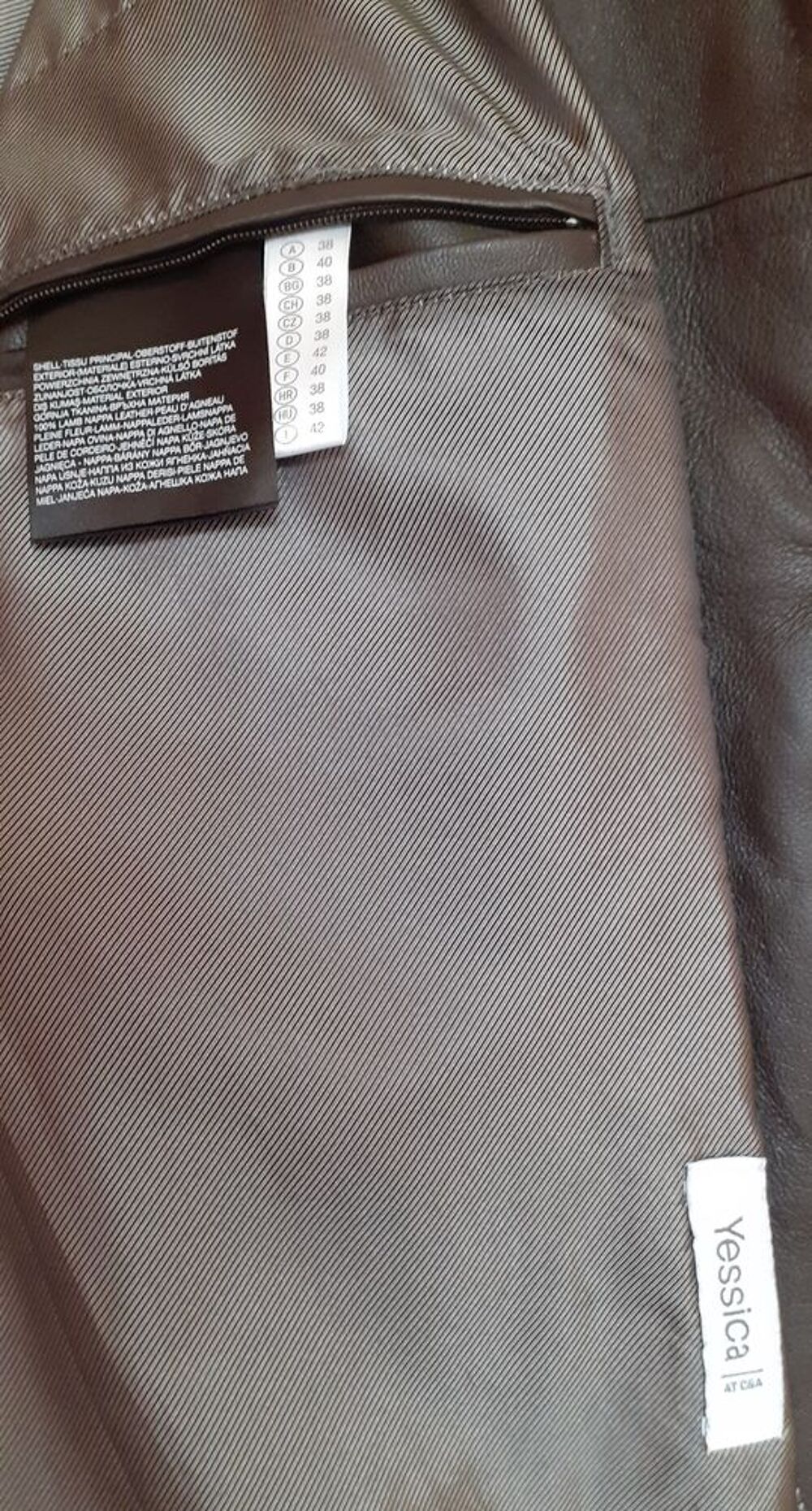 Manteau cuir Marron fonc&eacute; T38-40 Vêtements