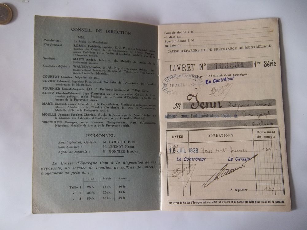 document 1939 collection 2&deg; guerre livret &eacute;pargne 