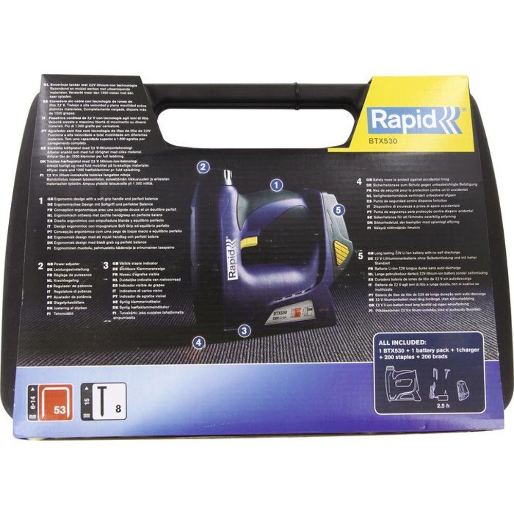 Agrafeuse-cloueuse sans fil rapid - btx530 Bricolage