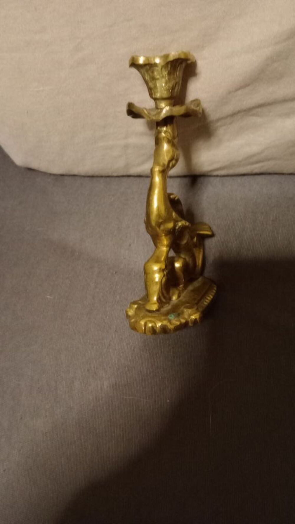 Bougeoir ancien en laiton XIX si&egrave;cle Décoration