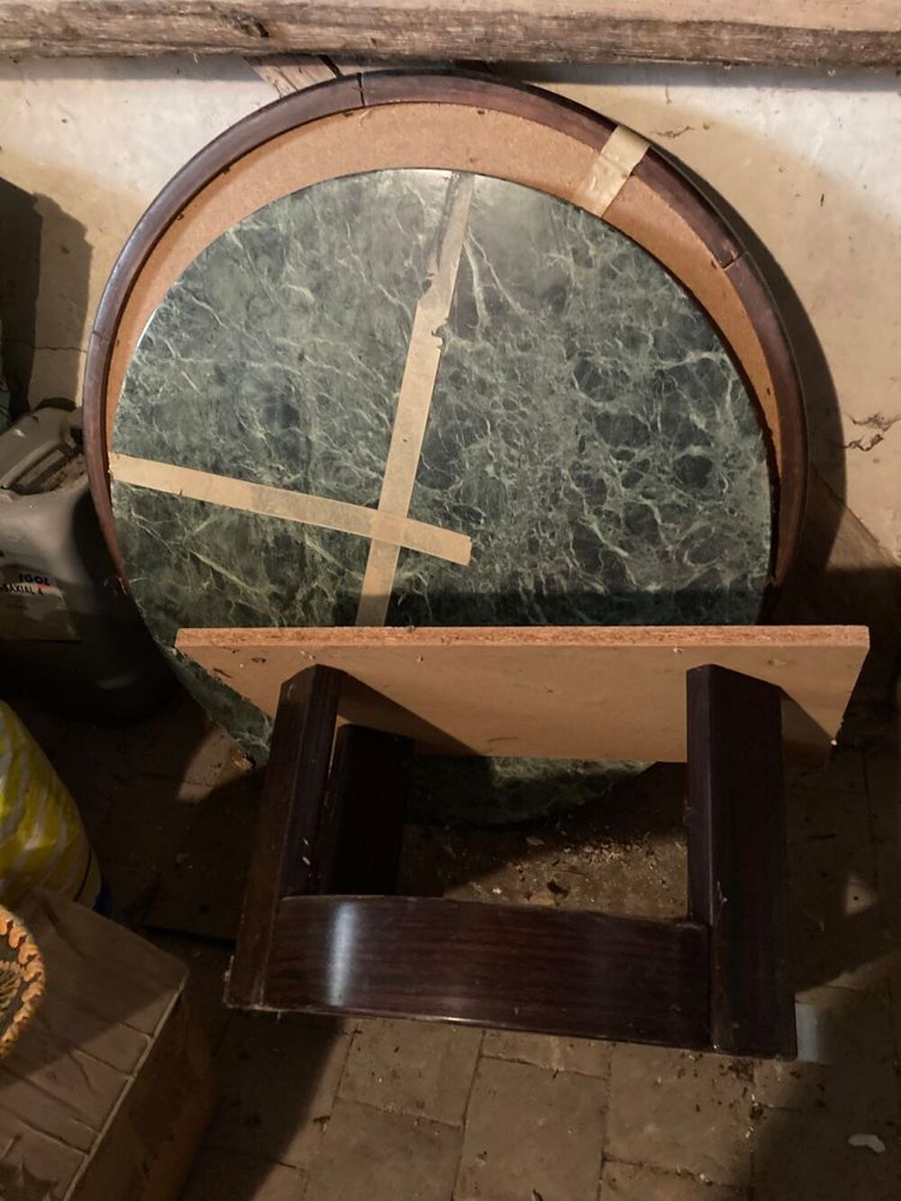 Table basse en marbre vert ap&eacute;ro 90cm Meubles