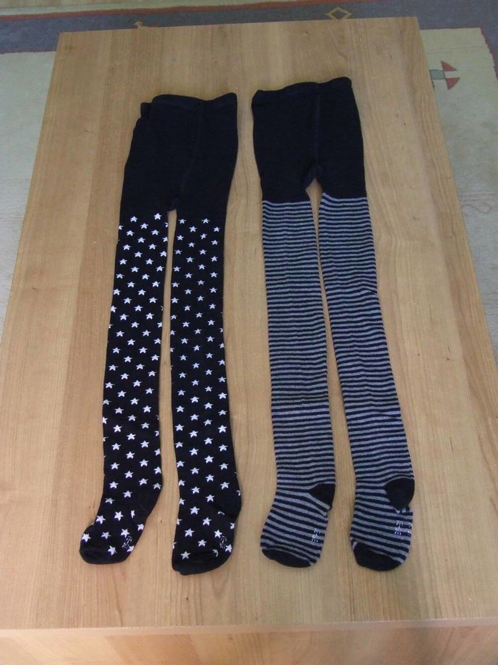 Lot 39, 2 collants, coton, LA HALLE, Noir, P. 35 37, NEUF Vêtements enfants