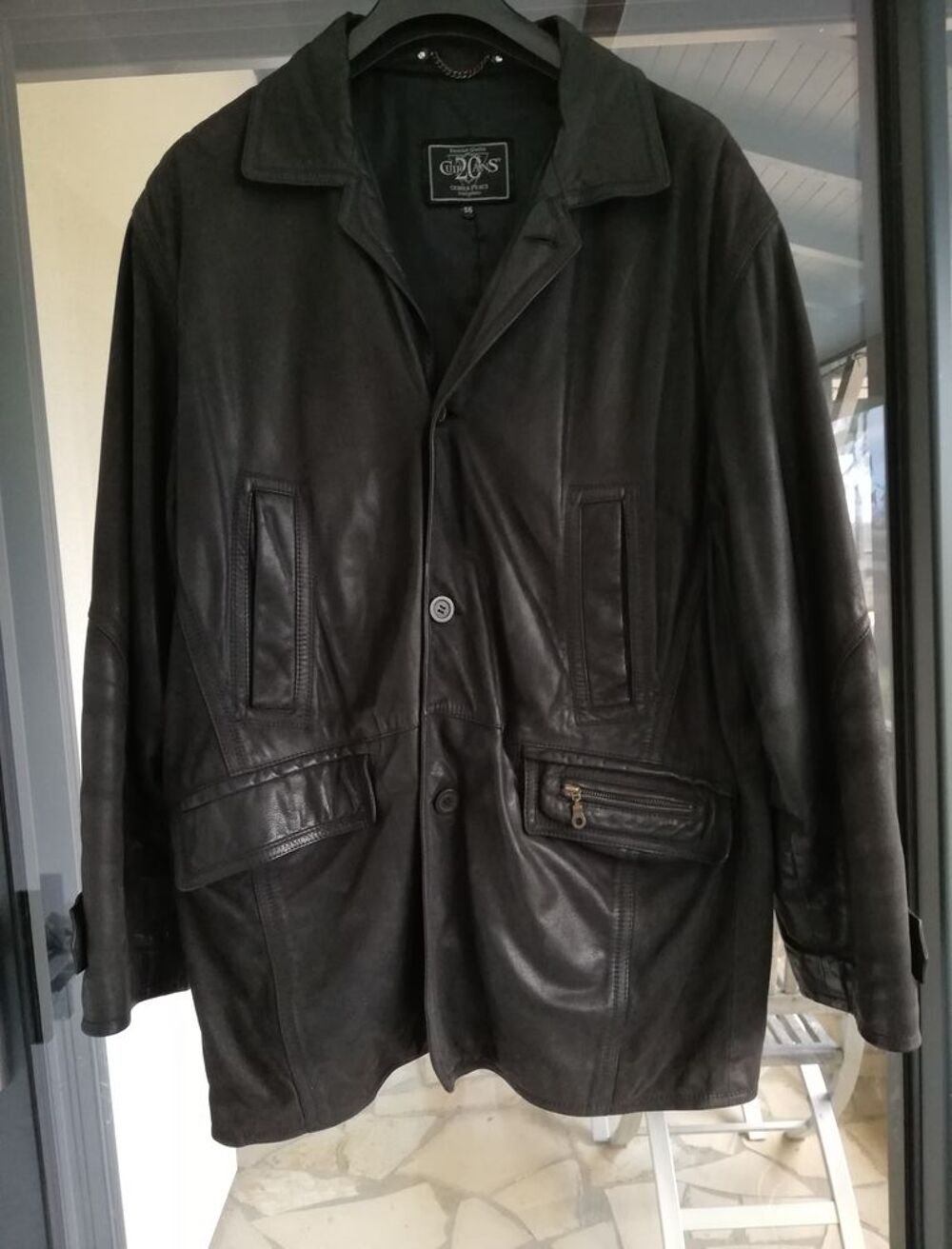Manteau / Veste cuir 3/4 Homme taille XL Vêtements