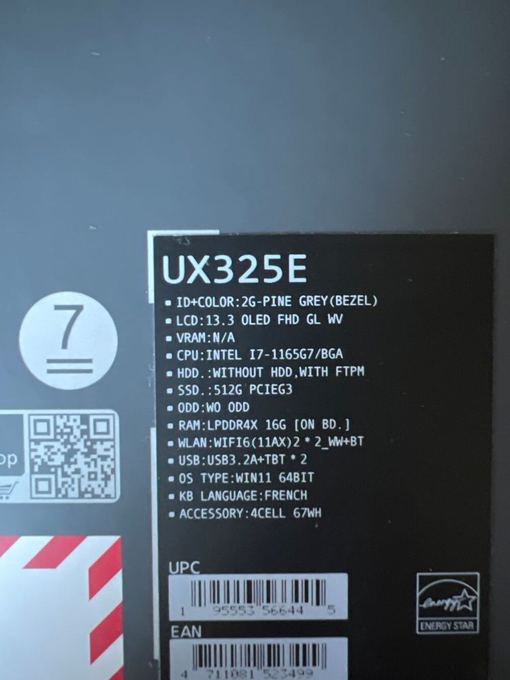 Ordinateur portable Asus Zenbook Evo I7 Matériel informatique