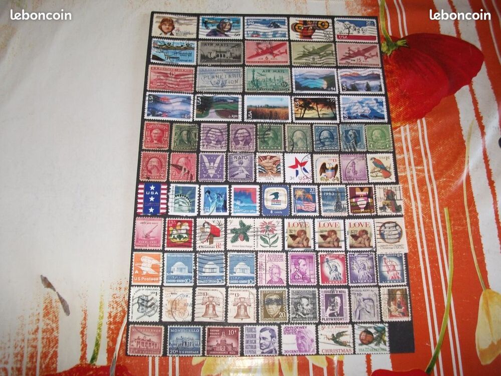 Lot de 267 timbres diff&eacute;rents et oblit&eacute;r&eacute;s d'USA.
