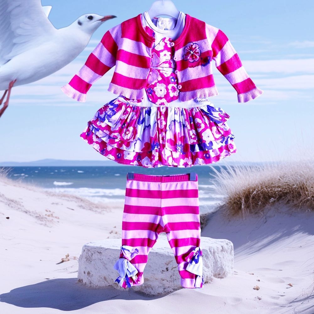 CATIMINI - ENSEMBLE 3P B&Eacute;B&Eacute; VOLANTS, FLEURS &amp; BRODERIES 6M Vtements enfants