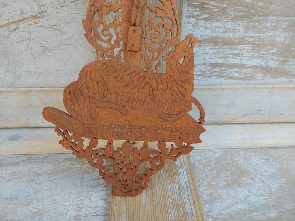 Ancien Crucifix Bois Chantourn&eacute; Croix Christ Religious Cross 
