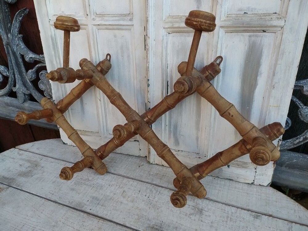 Ancien Porte Manteau Pat&egrave;re Bois Pliant Style Bambou Meubles