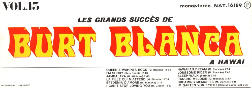 vinyl 33 tours Burt BLANCA &agrave; HAWA&Iuml; CD et vinyles