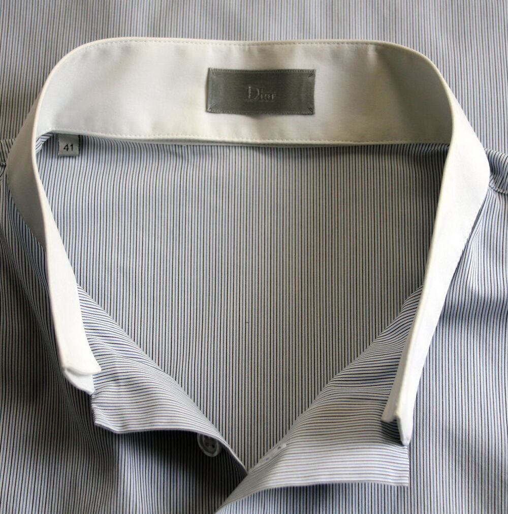 Chemise bleu ray&eacute;e DIOR T.41 ou T.L Vêtements