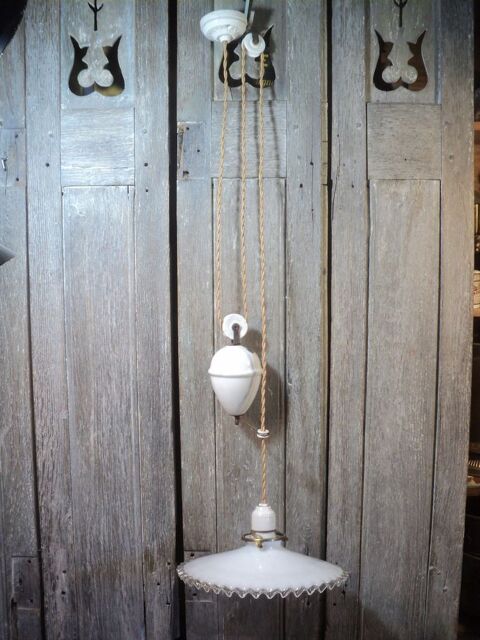 Lampe Suspension Monte et Baisse Porcelaine Opaline Cuisine 60 Loches (37)