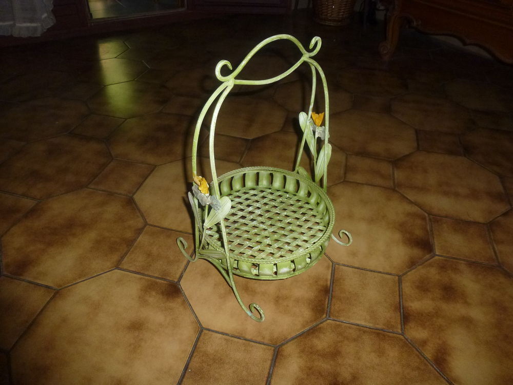 MAGNIFIQUE PORTE-PLANTE POT EN FER FORGE VERT PASTEL Décoration