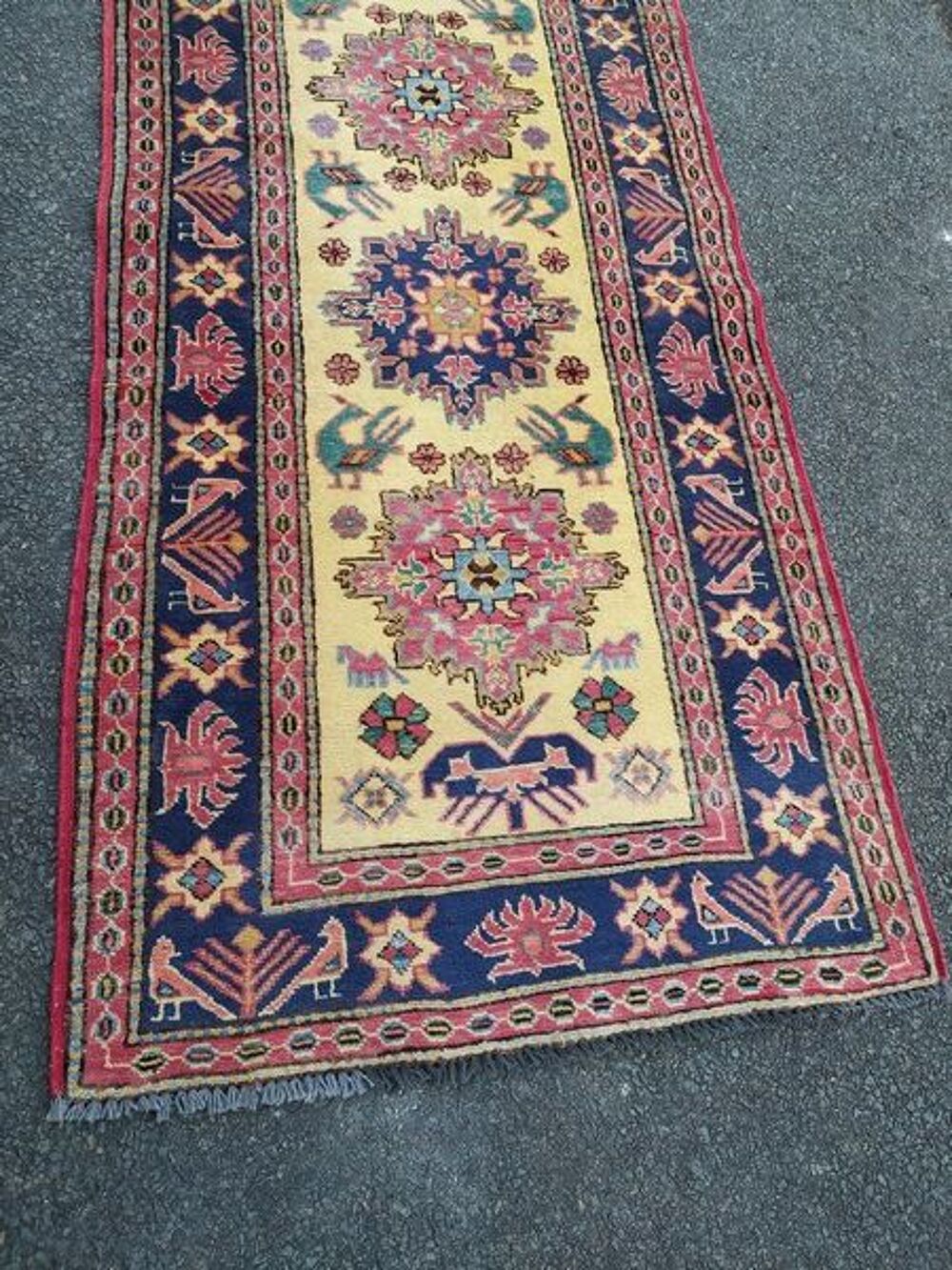 Ancien Tapis Afghan Kazak Laine Fait Main Afghanistan Décoration