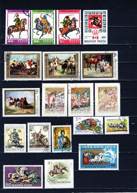 lot de 28 timbres de HONGRIE avec des CHEVAUX 2 Les glisottes-et-Chalaures (33)