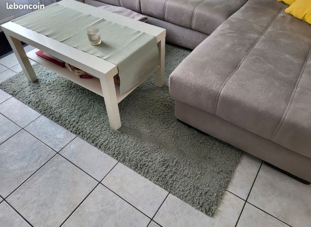 Beau tapis vert &agrave; poils longs Décoration