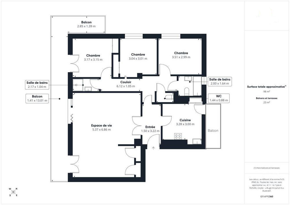 Vente Appartement grand appartement Montpelluer 34070 Montpellier