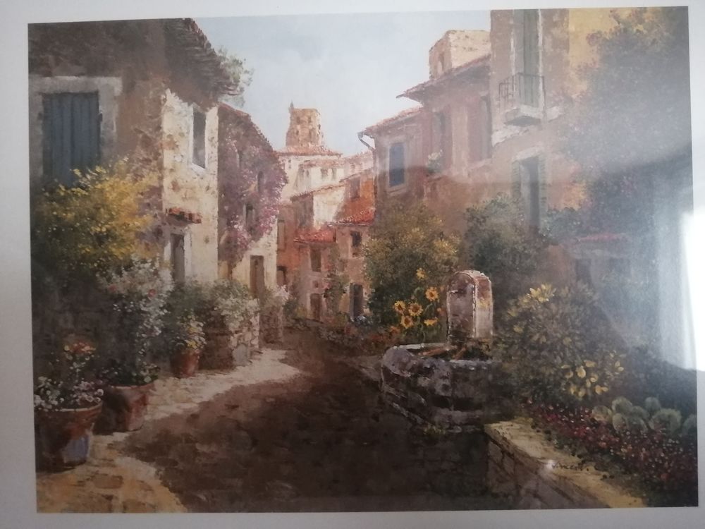 Tableau reproduction imprim&eacute; - Village Proven&ccedil;ale Décoration