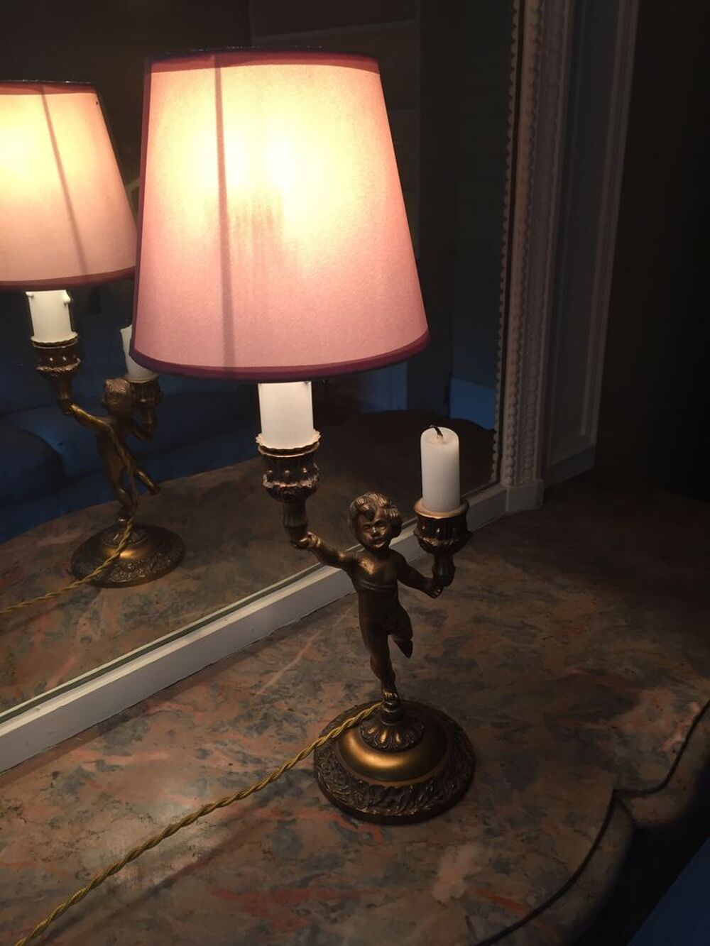 Lampe d&eacute;corative pied en bronze Décoration
