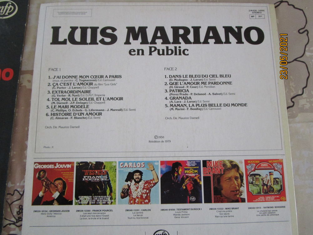 lot de deux vinyle de LUIS MARIANO CD et vinyles
