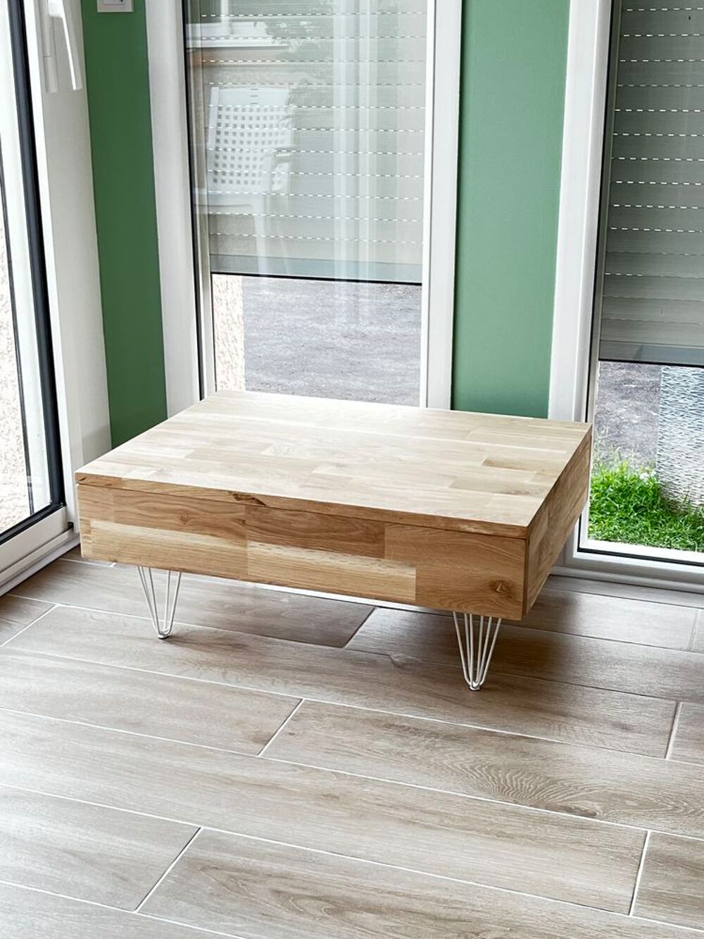 Table basse relevable en ch&ecirc;ne ? style moderne industriel Meubles