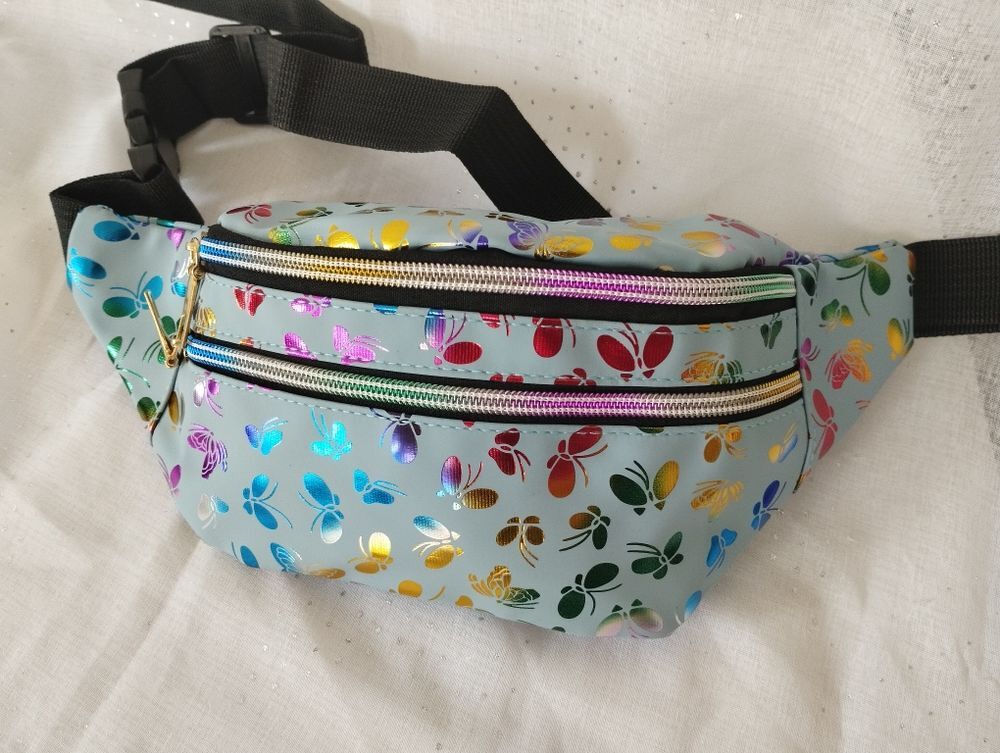 sac banane bleu papillons color&eacute;s et lumineux crossbody &eacute;paule taille Maroquinerie