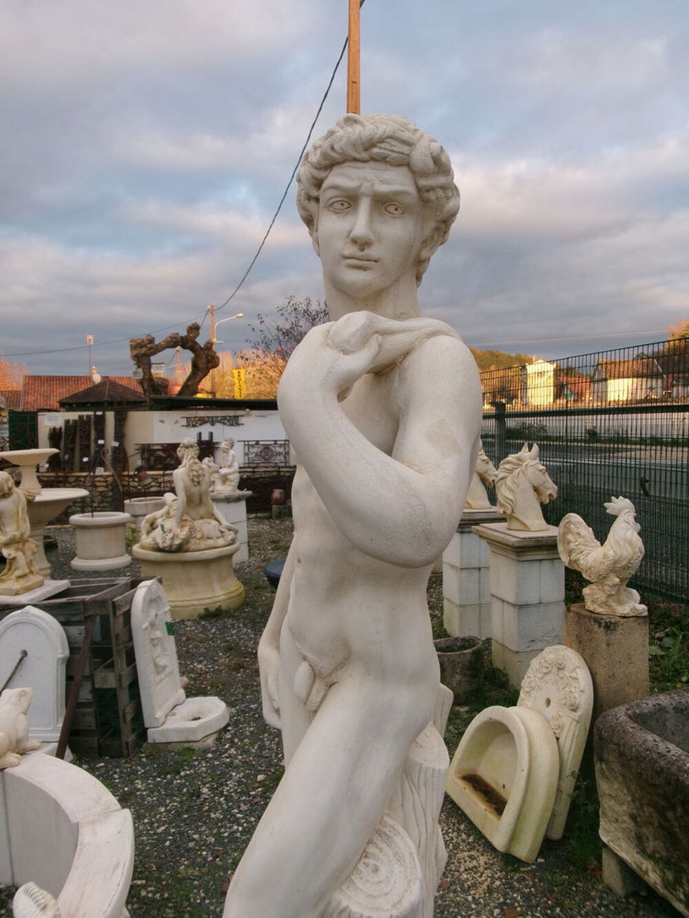Statue homme David en pierre reconstitu&eacute;e Décoration