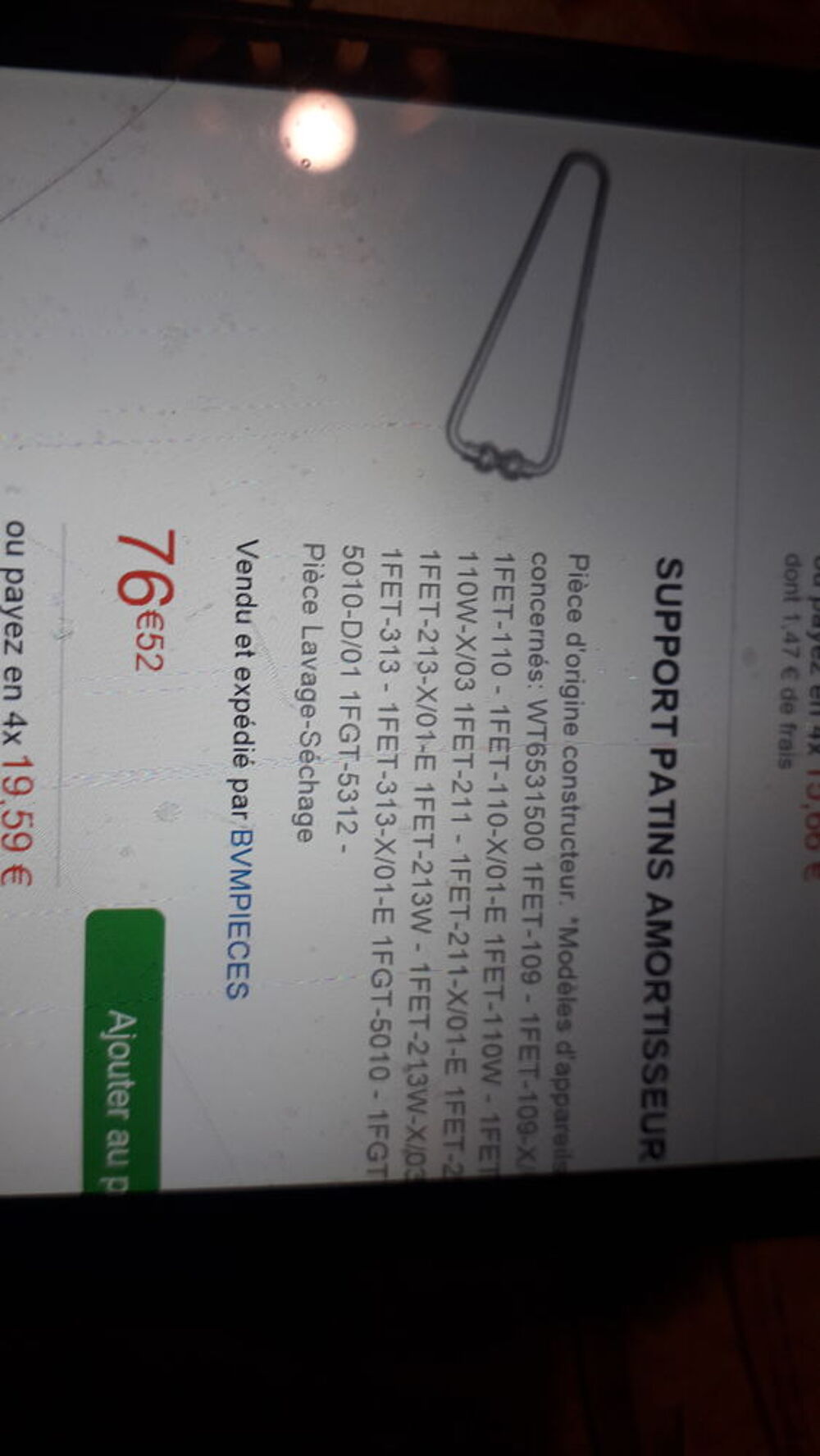Amortisseurs complets lave linge VEDETTE. Electroménager