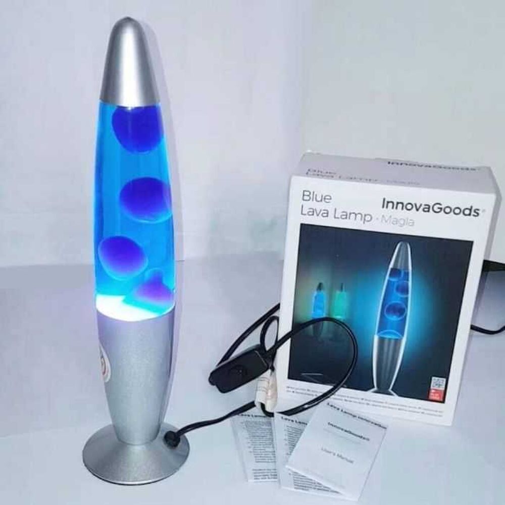Lampe argent&eacute;, lave bleu-violet, NEUF Dcoration