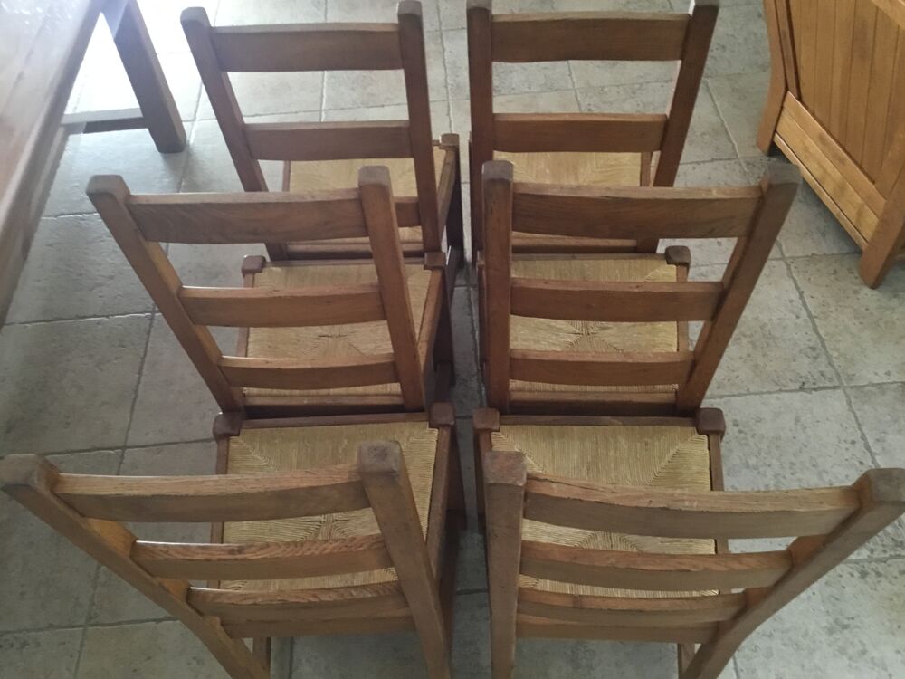  6 chaises rustiques en chene massif paillees en bon etat Meubles