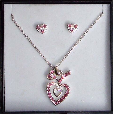 PARURE AUSTRIAN CRYSTAL COLLIER PENDENTIF COEUR BO Swarovski 25 Nice (06)