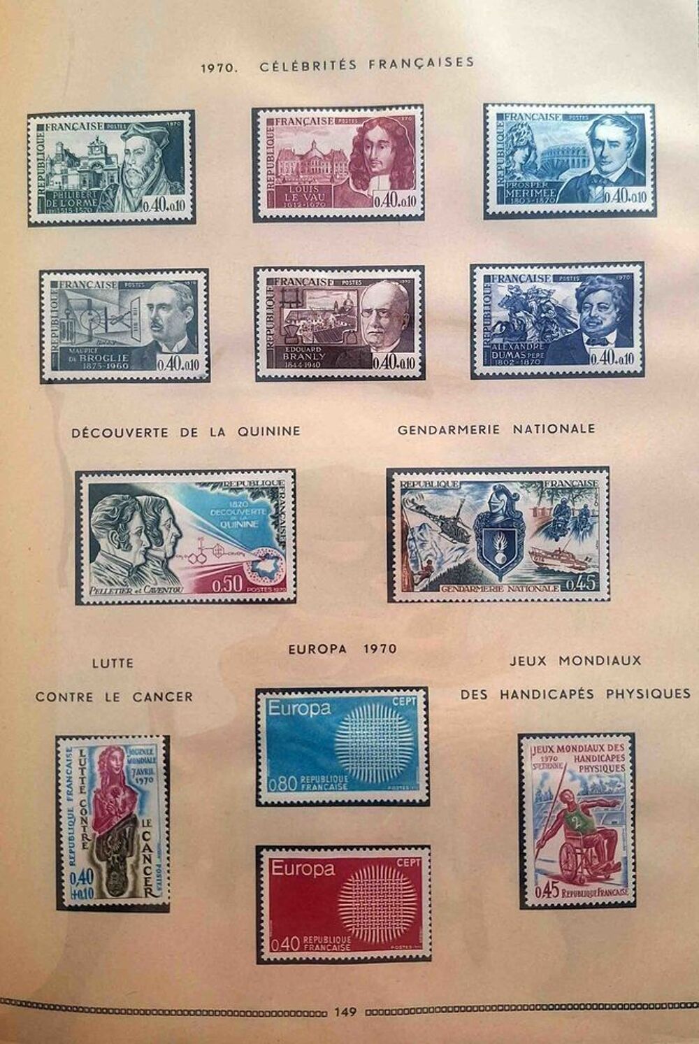 S&eacute;rie de timbres de collection de France G16 