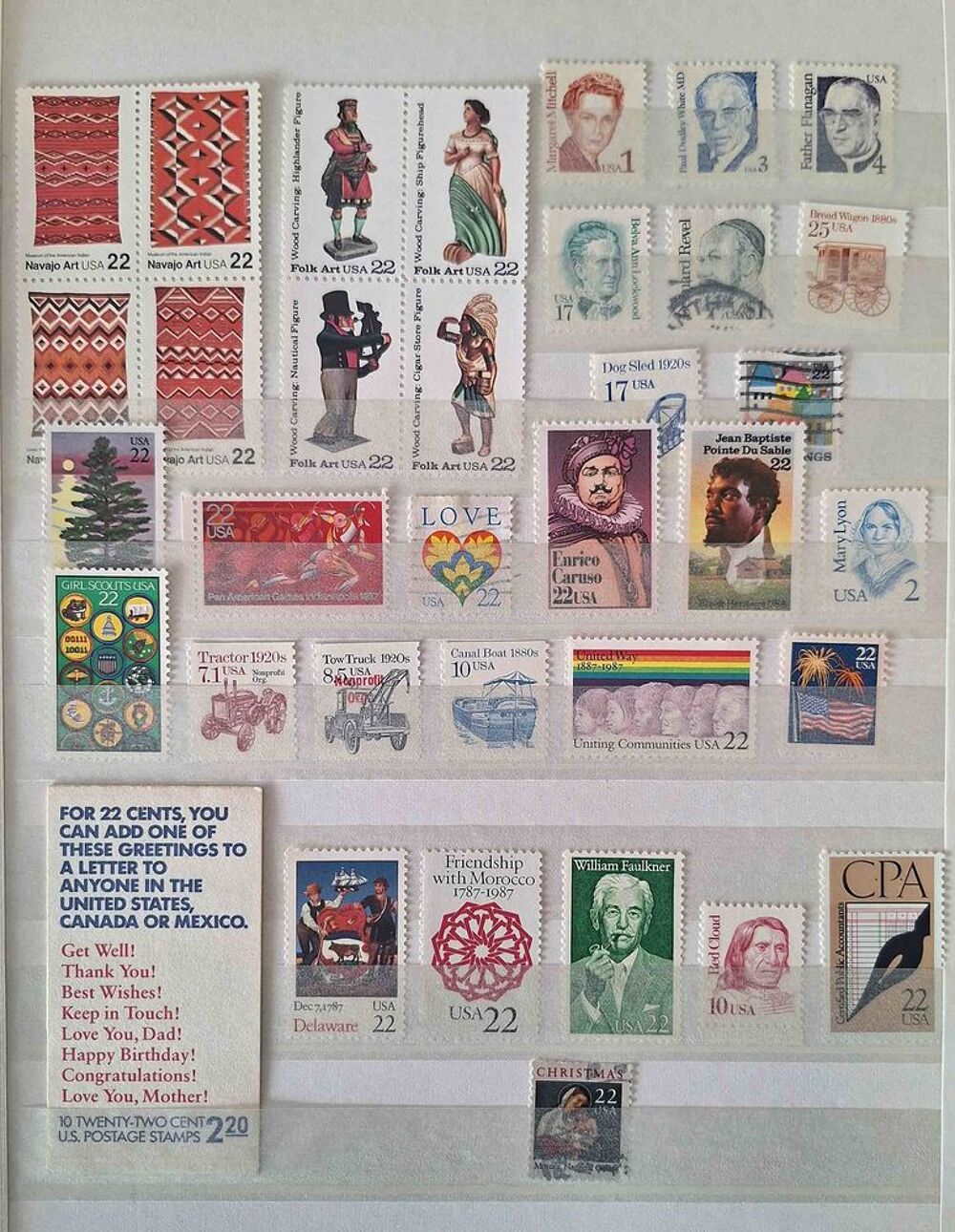 S&eacute;rie de timbres de collection des &Eacute;tats-Unis bis 