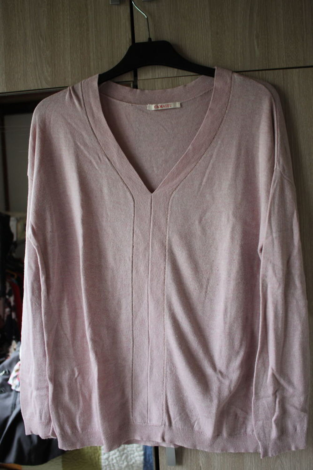 Pull femme rose clair col V Camaieu taille M Vêtements