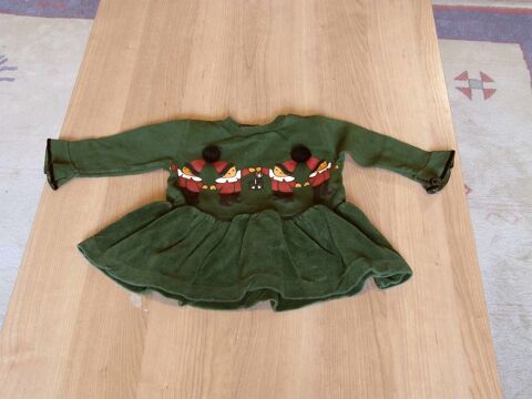 Robe, Vert fonc�, motifs lutins, 18�mois, TBE 4 Bagnolet (93)