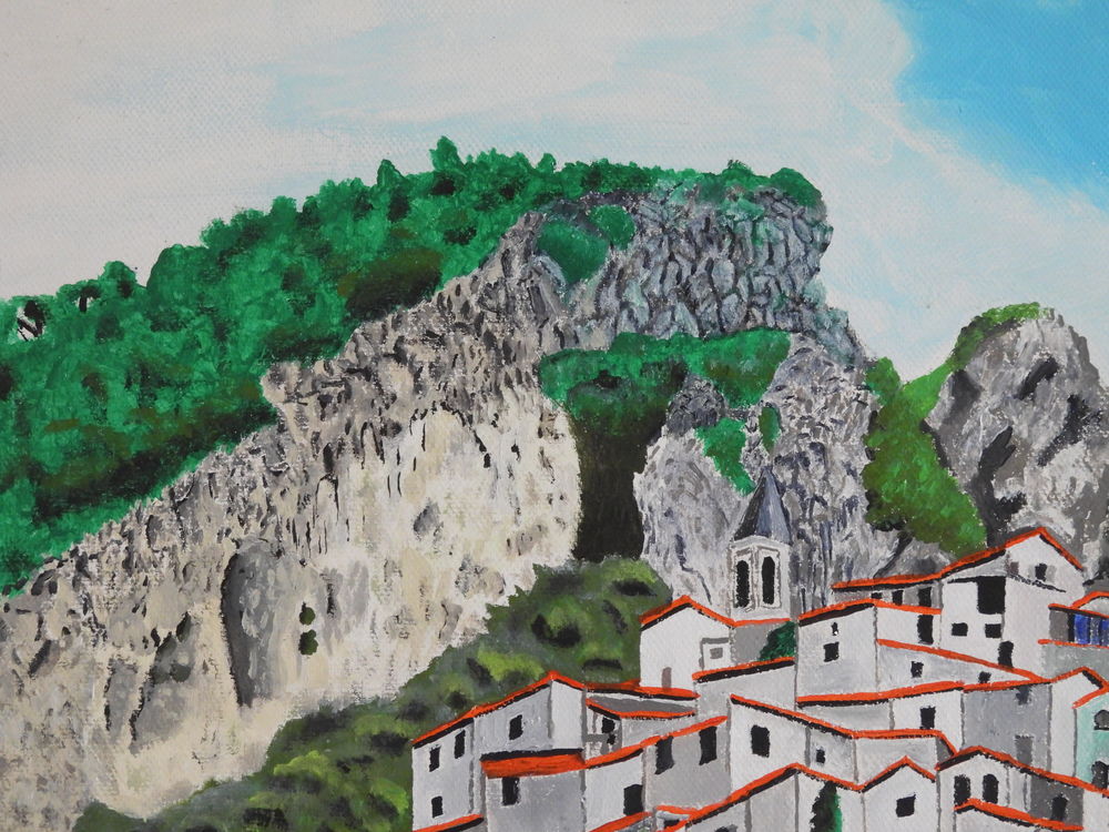Tableau acrylique sur toile - Village de montagne Décoration