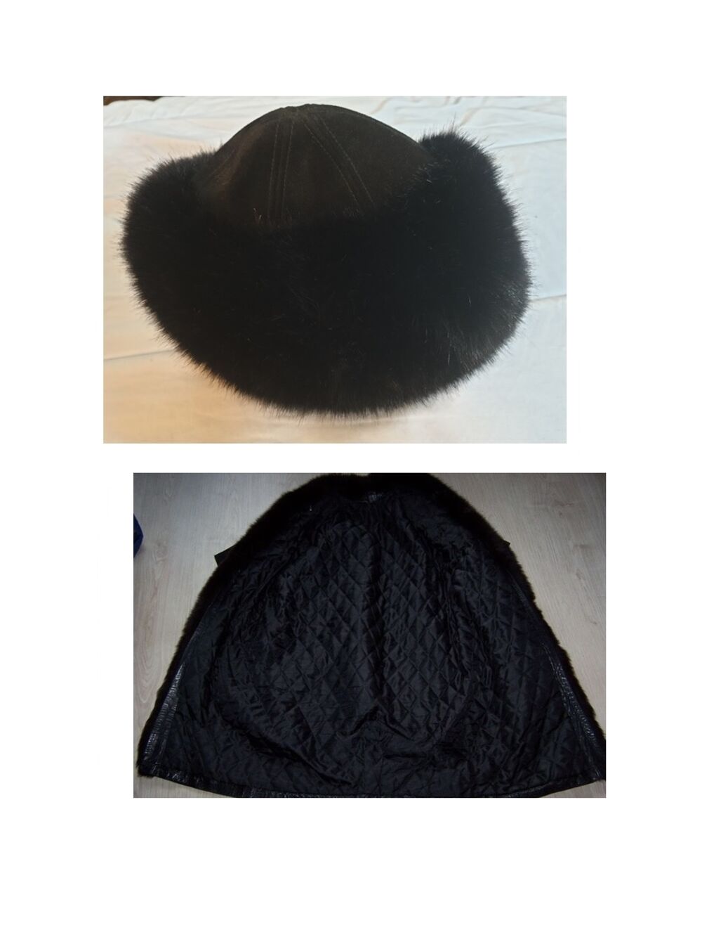 Manteau cuir noir avec son chapeau excellent &eacute;tat Vêtements