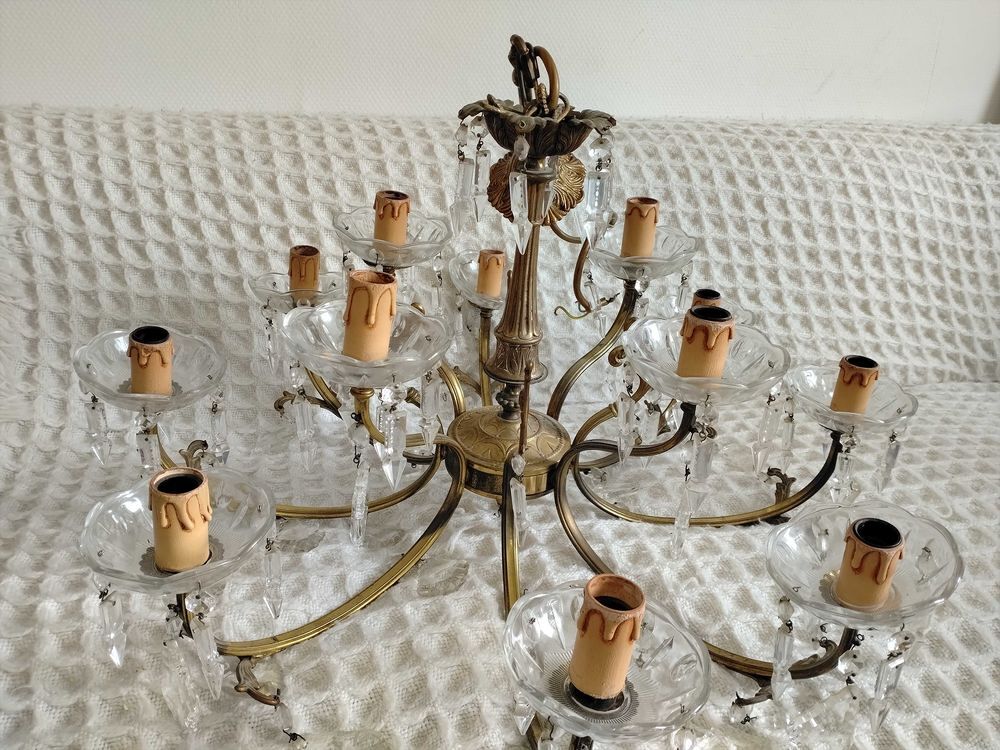 lustre a pampilles cuivre 