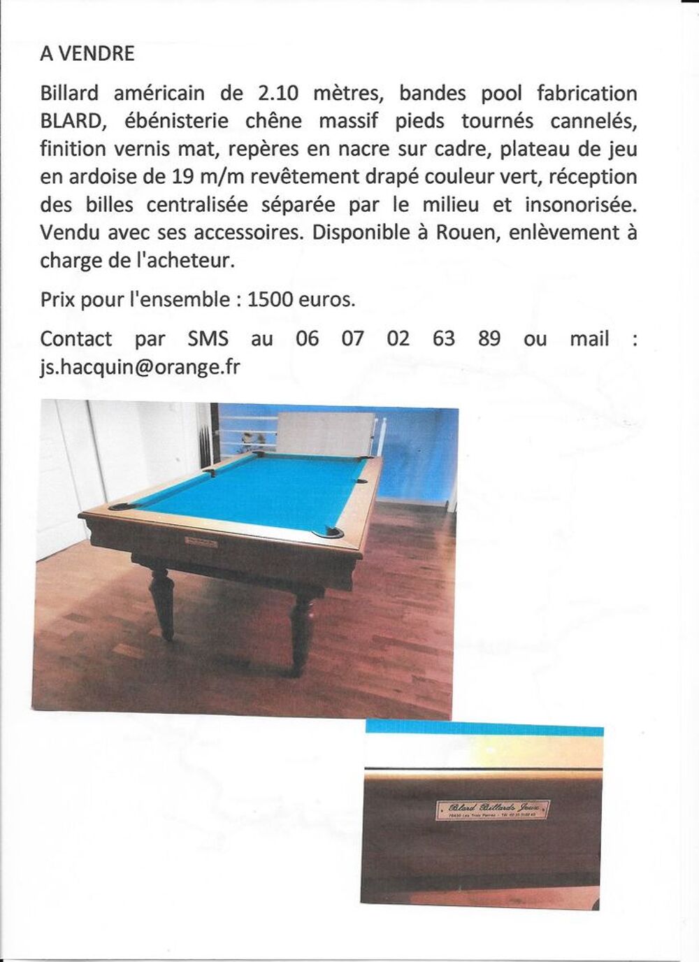 BILLARD AMERICAIN Meubles