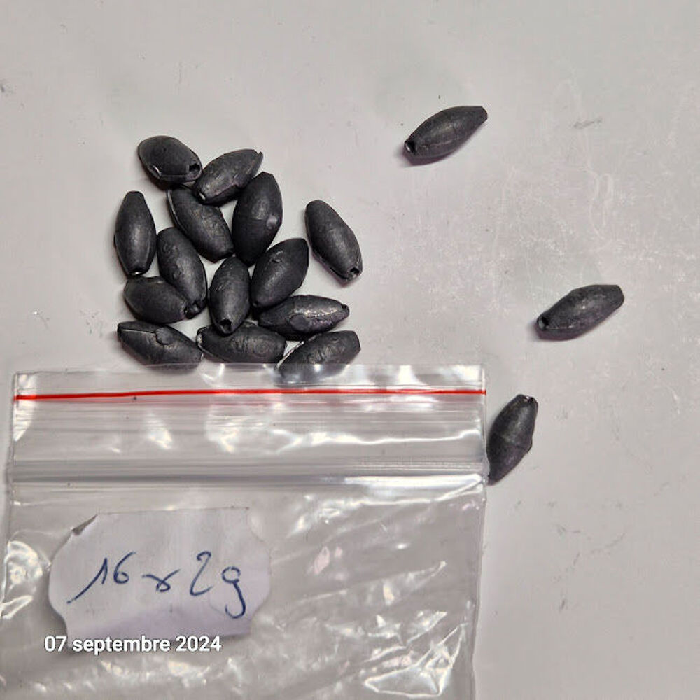 Lot de 16 plombs olives neufs (poids 2 g) Sports