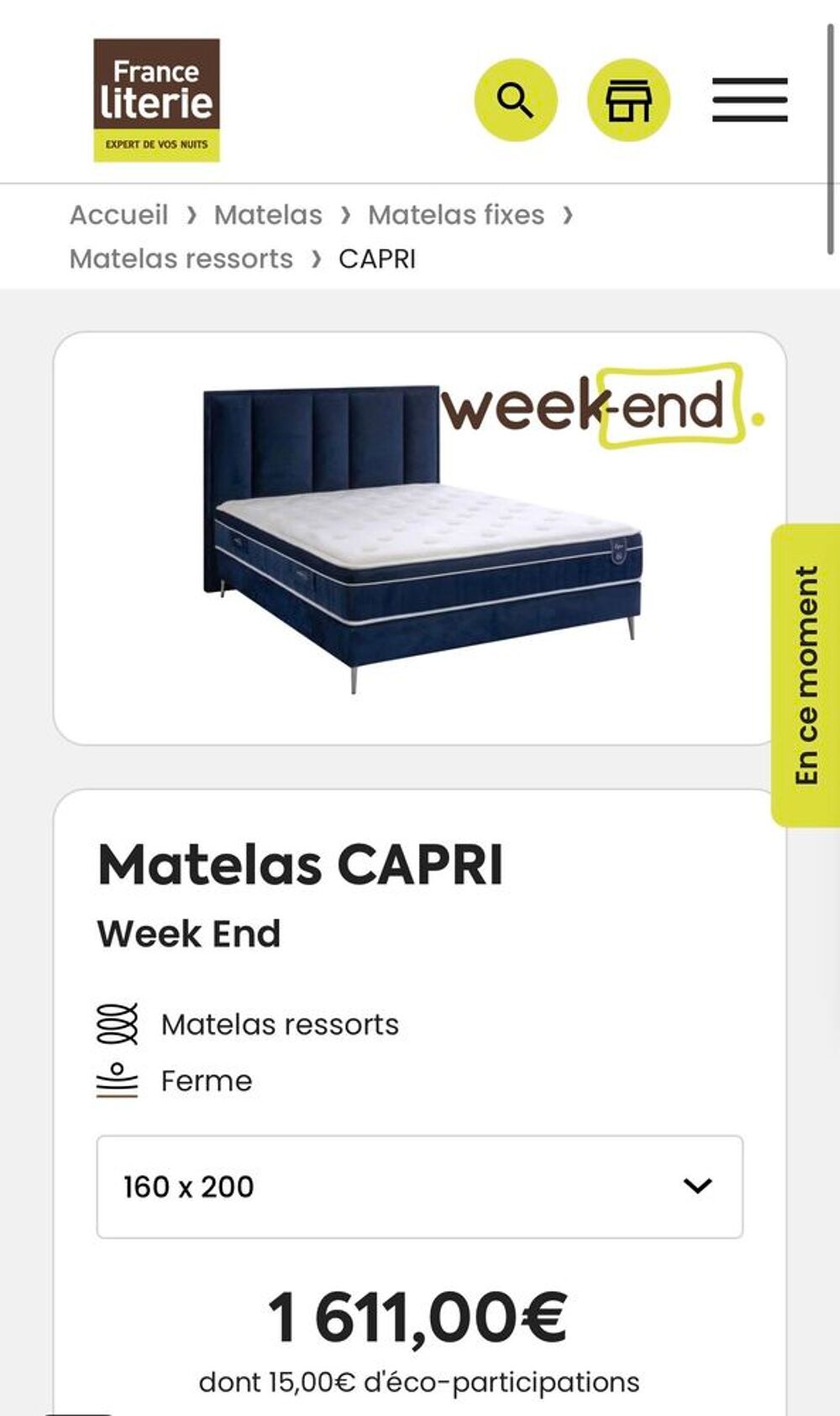Lit 2 personnes - Matelas 160x200 - Sommier Tapissier 2x80x200 Meubles