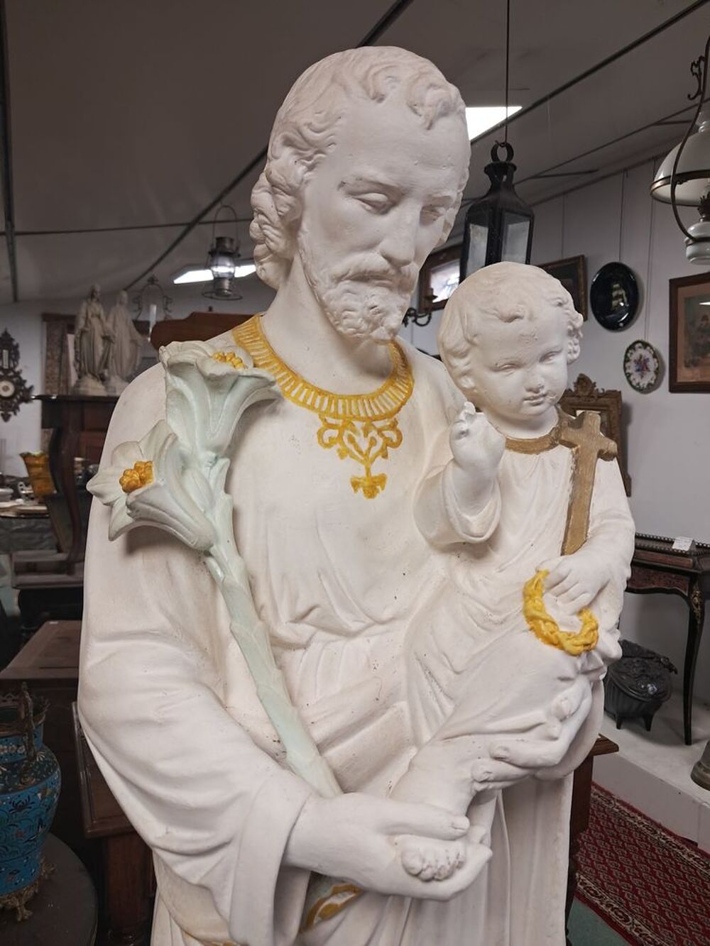 Statue St Joseph et l'enfant, fin XIX&egrave;me Décoration