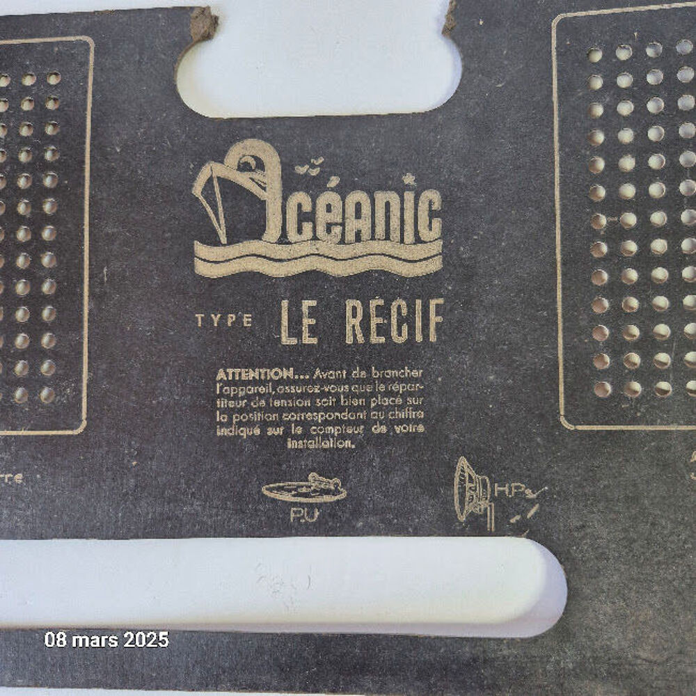 Plaque arri&egrave;re poste TSF oc&eacute;anic, type le r&eacute;cif 