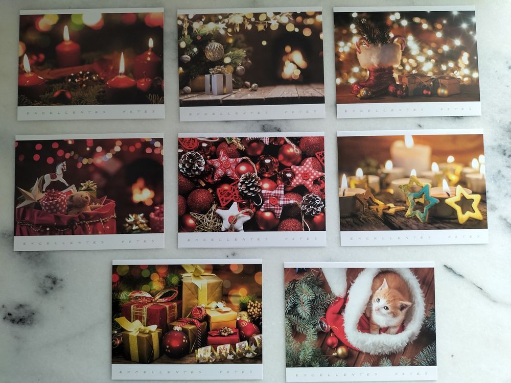 Lot de 8 cartes de voeux avec enveloppes Décoration