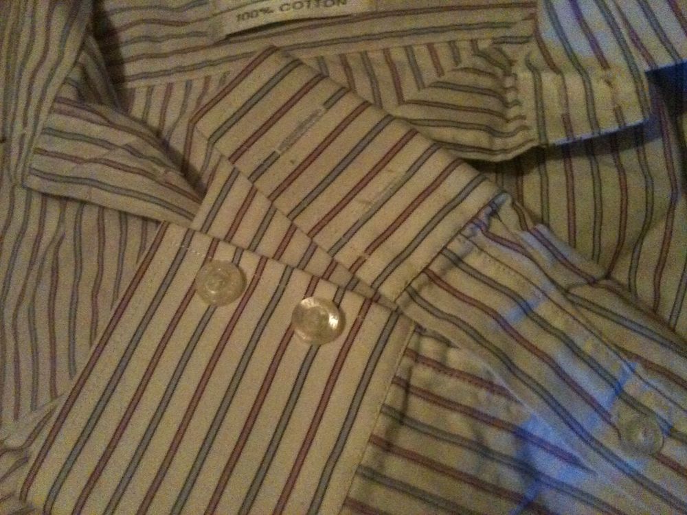 Chemise Yves Saint Laurent blanche rayures grises et rose M Vêtements