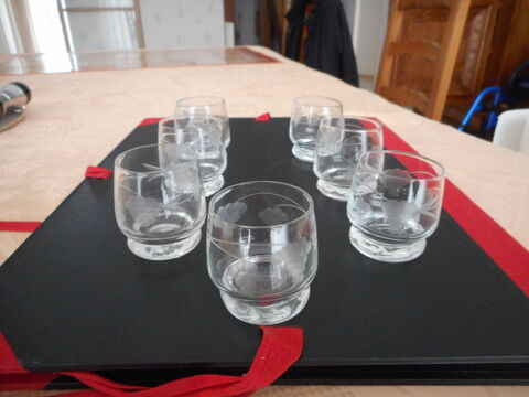 Verres à liqueur en verre gravé année 30/40 15 Pau (64)