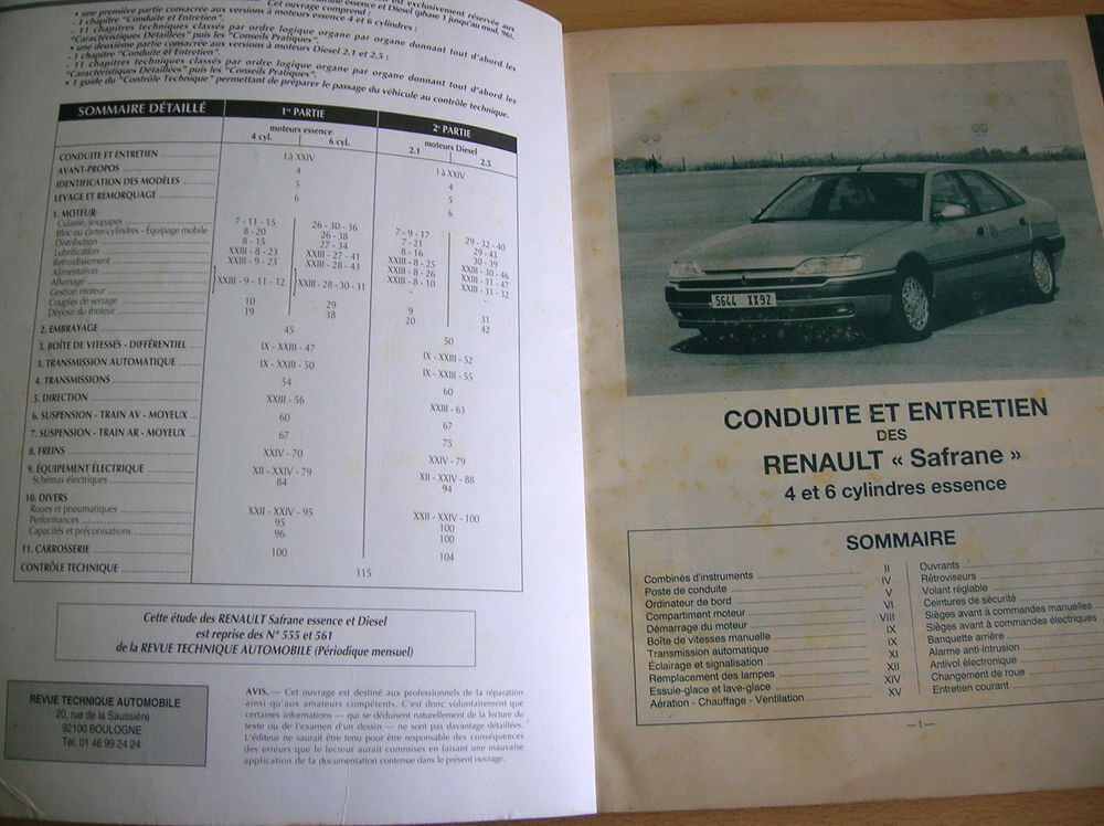 REVUE TECHNIQUE AUTOMOBILE RENAULT SAFRANE Livres et BD
