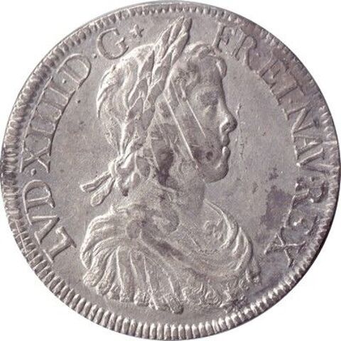 Louis XIV écu 1651 A Paris 240 Couzeix (87)