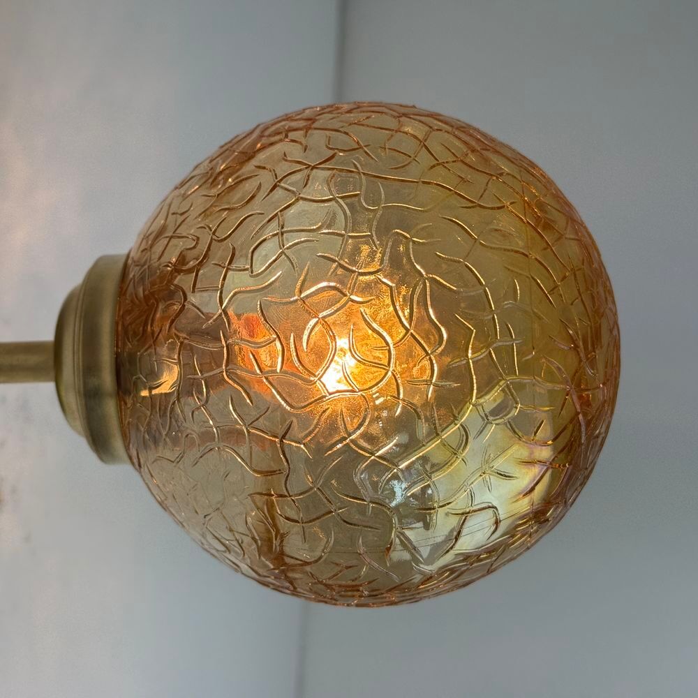 PAIRE D'ANCIENNES APPLIQUES EN VERRE AMBR&Eacute; VINTAGE Décoration