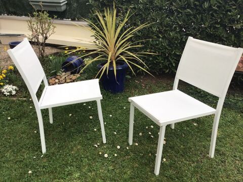  2 Chaises de jardin aluminium blanc 45 Dole (39)