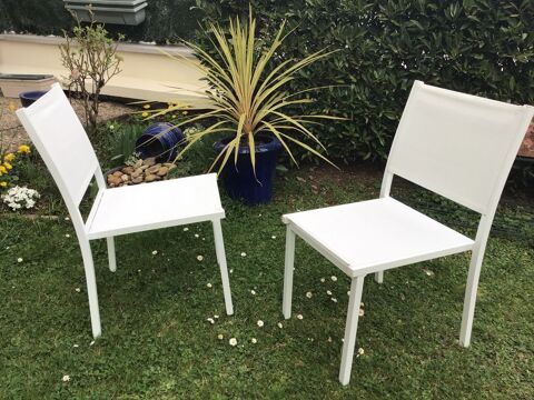  2 Chaises de jardin aluminium blanc  45 Dole (39)